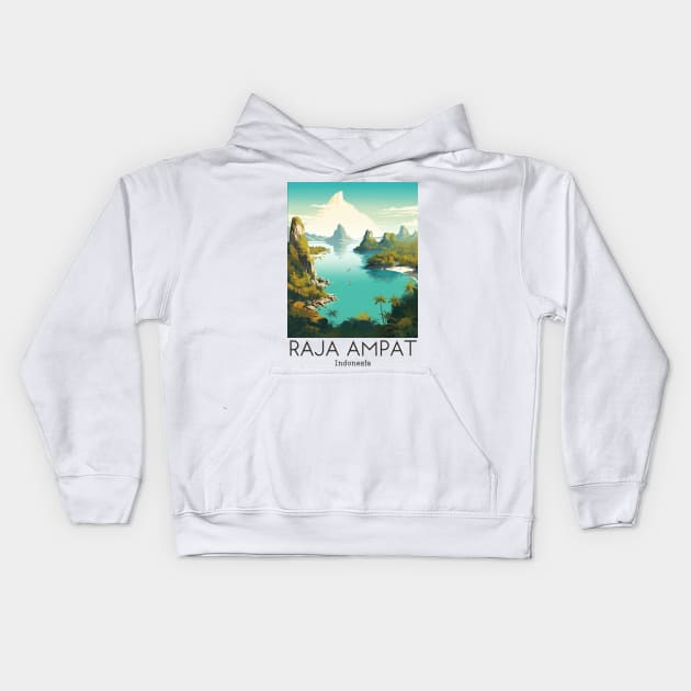 A Vintage Travel Illustration of Raja Ampat - Indonesia Kids Hoodie by goodoldvintage